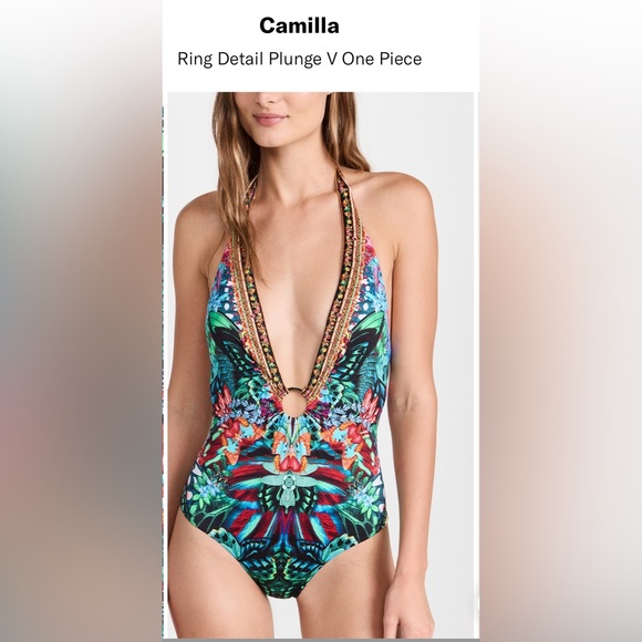 Camila Ring Detail Plunge V One Piece, X-Small, $359 - Picture 1 of 16